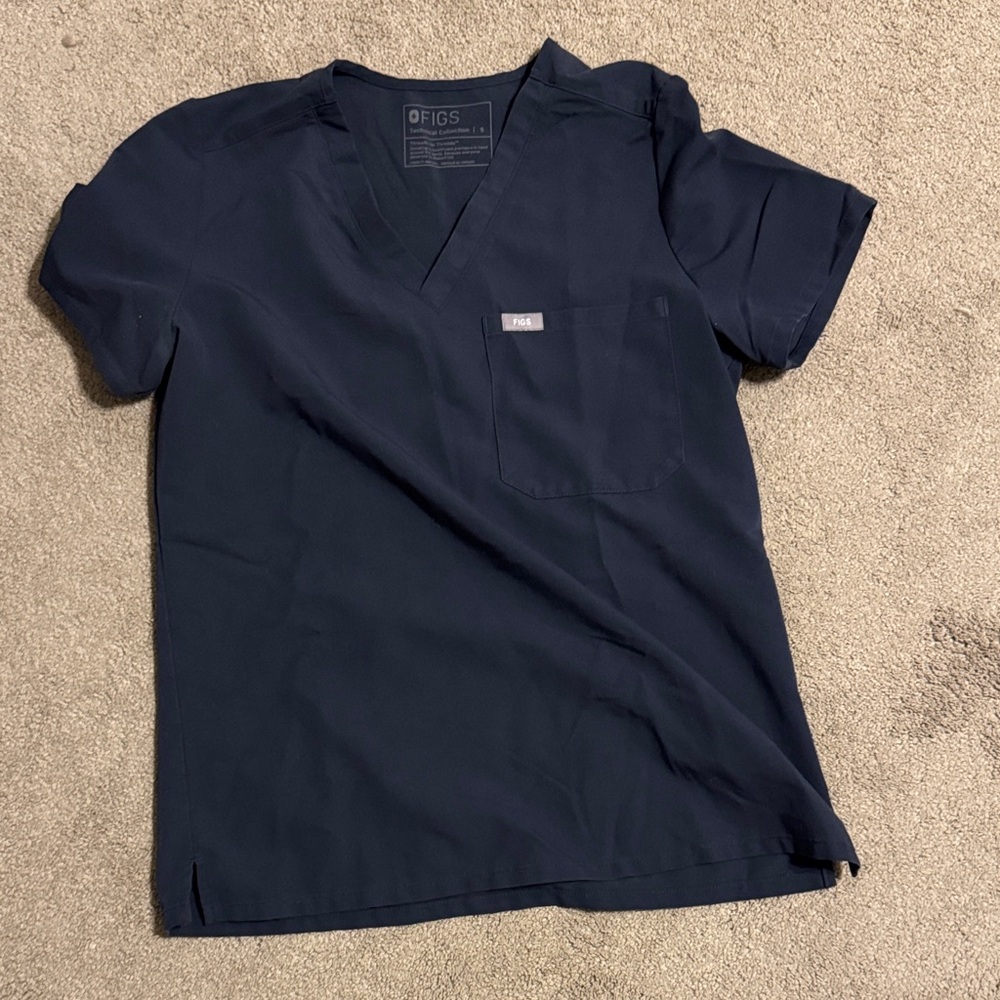 Figs Deep grey Blue V-Neck Scrub Top